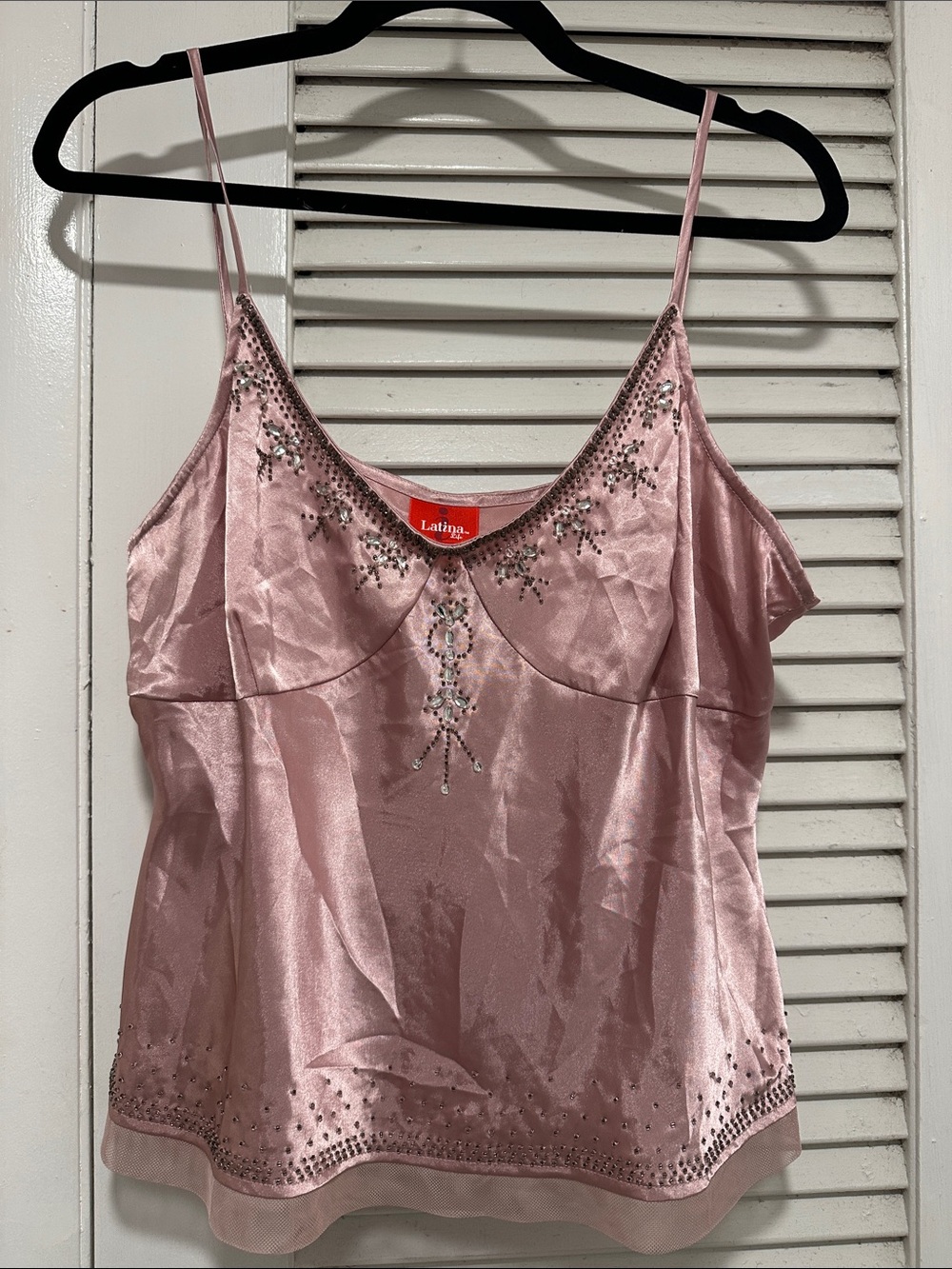 Latina Life Pink Satin Cami with Embellished Details